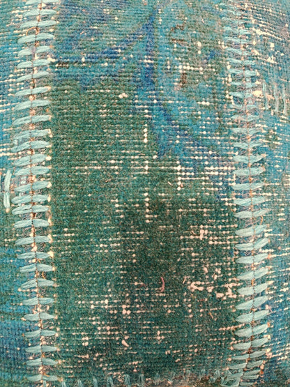 Handmade Turquoise Patchwork Cushion Cover: Boho Accent Pillow (19"x19")
