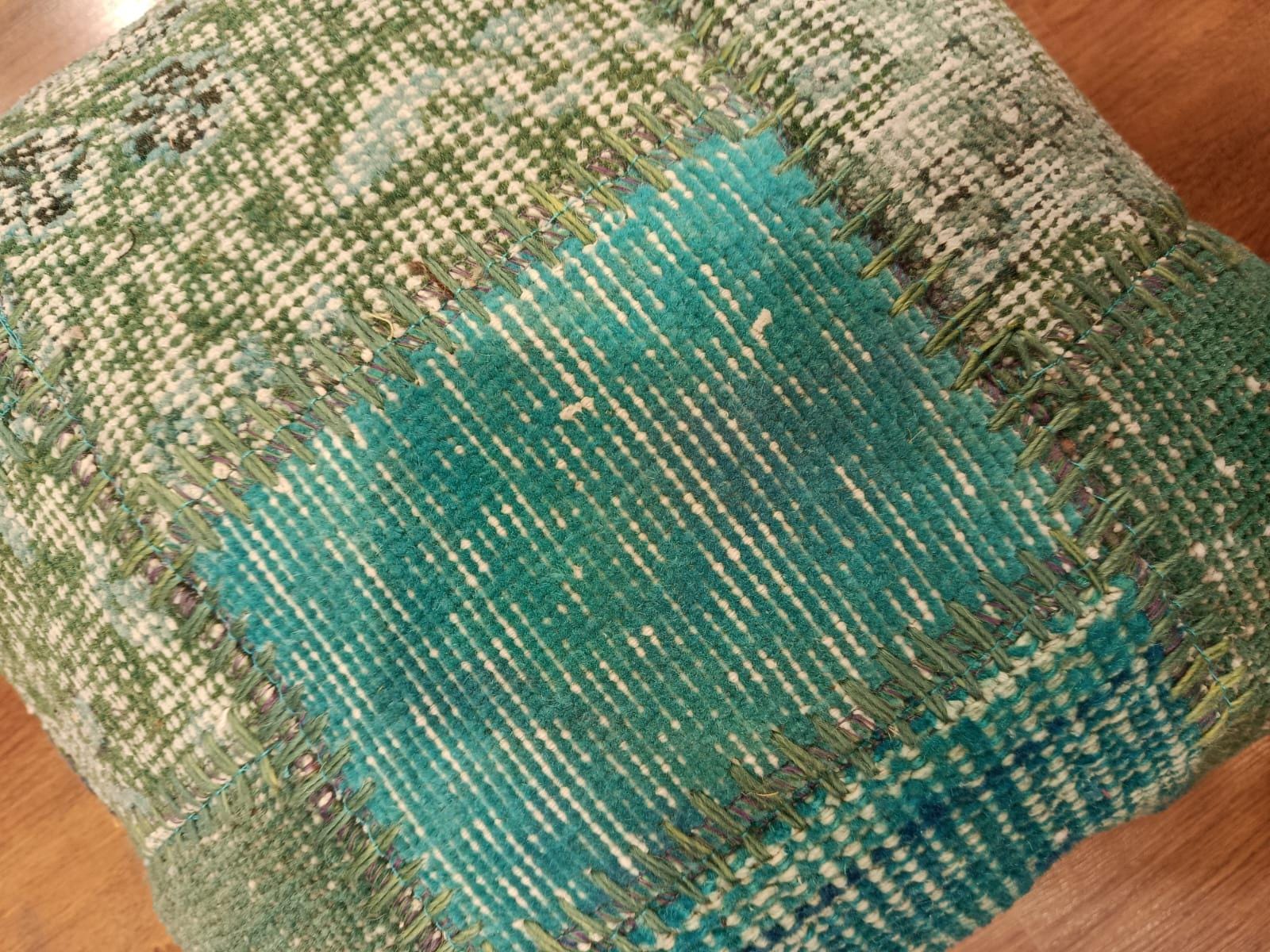 Handmade Turquoise Patchwork Cushion Cover: Boho Accent Pillow (19"x19")