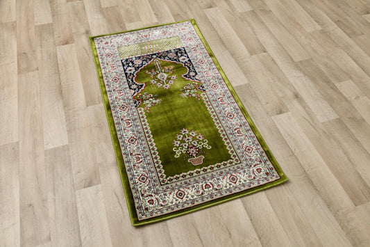 Turkish Prayer Rug: Green Ottoman Design Seccade (70x125 cm)