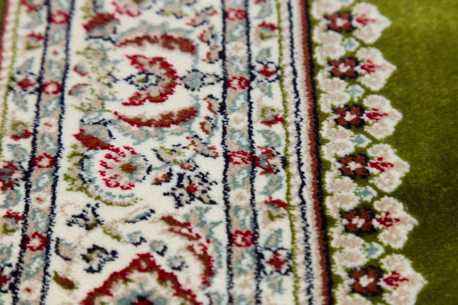Turkish Prayer Rug: Green Ottoman Design Seccade (70x125 cm)