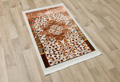 Floral Turkish Prayer Rug: Elegant Mihrab Design - Made in Türkiye