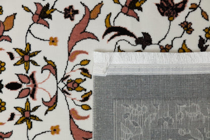 Floral Turkish Prayer Rug: Ivory & Pink Seccade, Arch Design