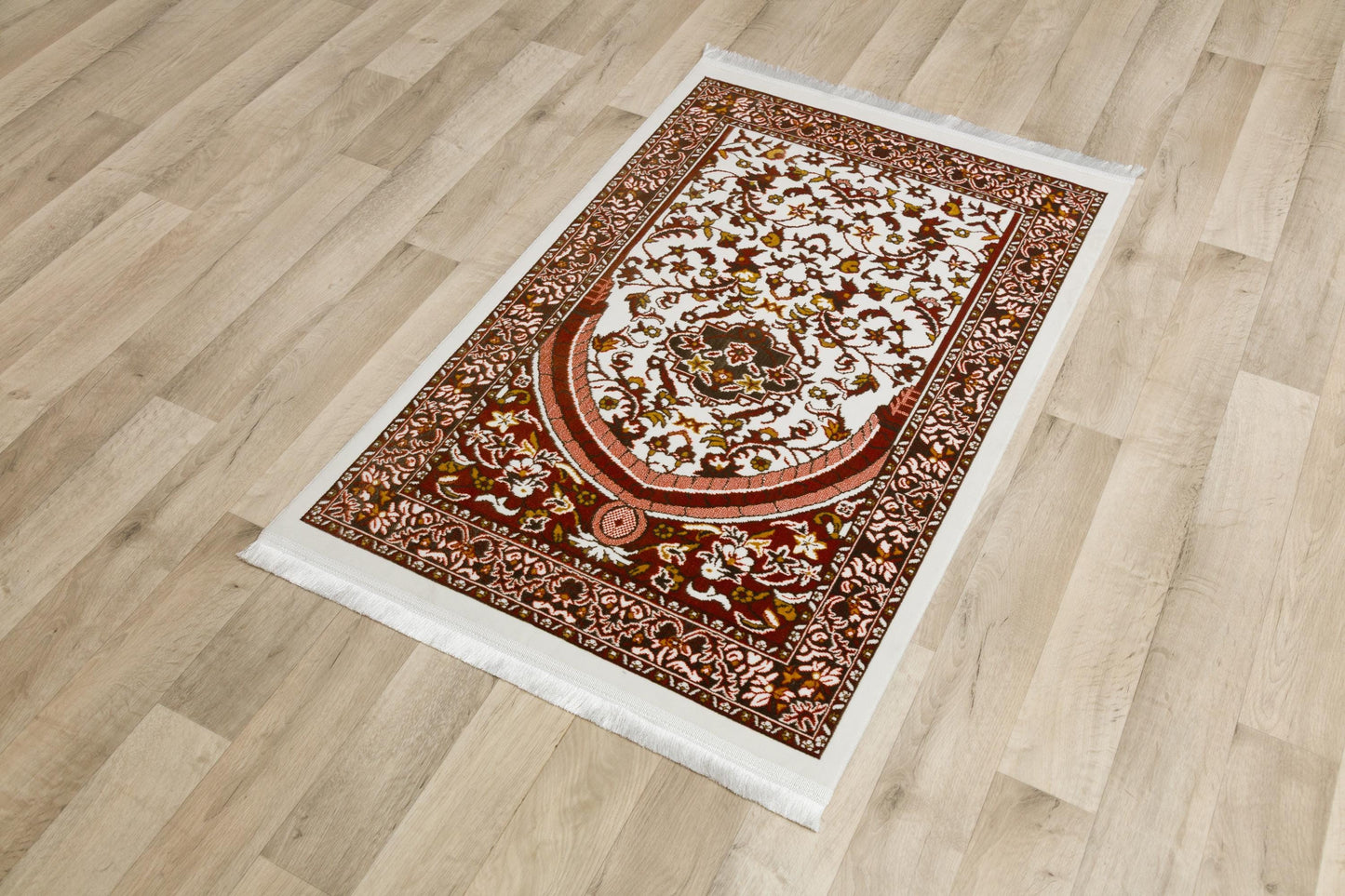 Floral Turkish Prayer Rug: Elegant Mihrab Design - Made in Türkiye