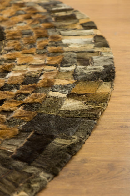 Custom Faux Leather Rug: Round Patchwork Design