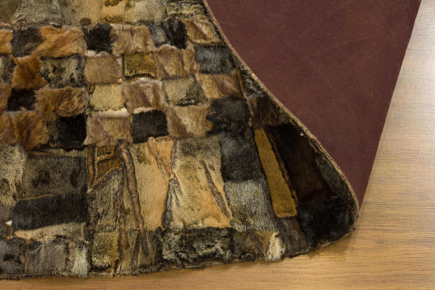 Custom Faux Leather Rug: Round Patchwork Design