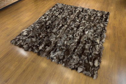 Handmade Natural Hide Rug, Deep Brown Fur, 8'x10' Leather Floor Decor