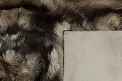 Handmade Natural Hide Rug, Deep Brown Fur, 8'x10' Leather Floor Decor
