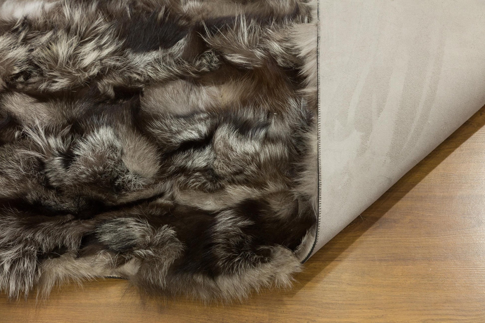 Handmade Natural Hide Rug, Deep Brown Fur, 8'x10' Leather Floor Decor