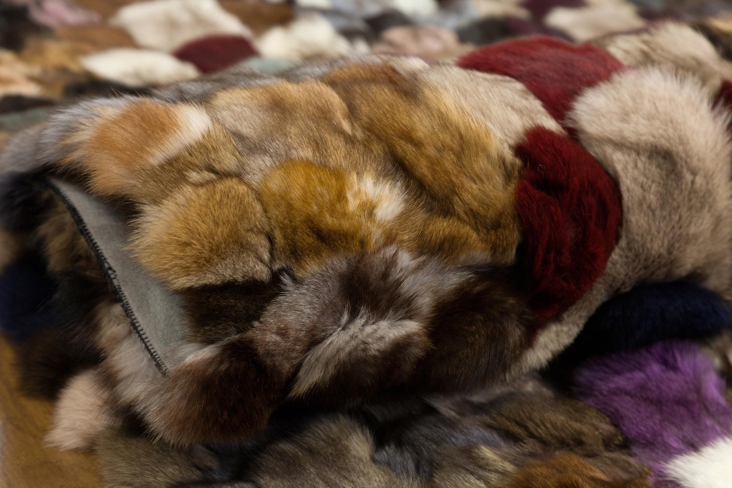 Faux Fur Leather Rug: Custom Patchwork Design