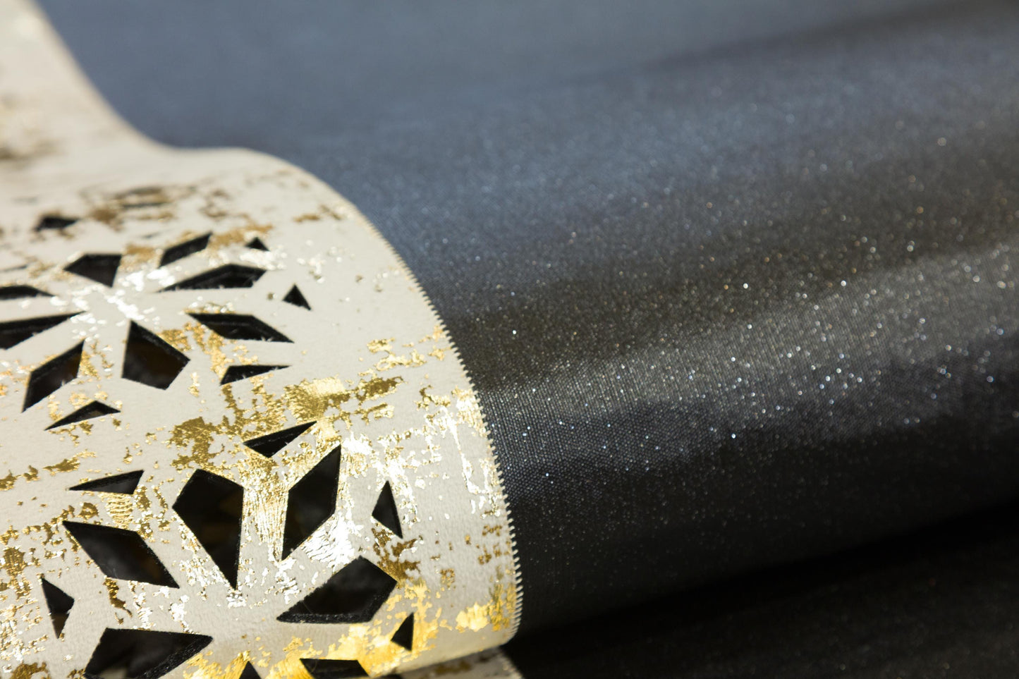 5x7ft Black Faux Leather Rug with Gold Laser-Cut Border - Modern Turkish Designer Area Carpet