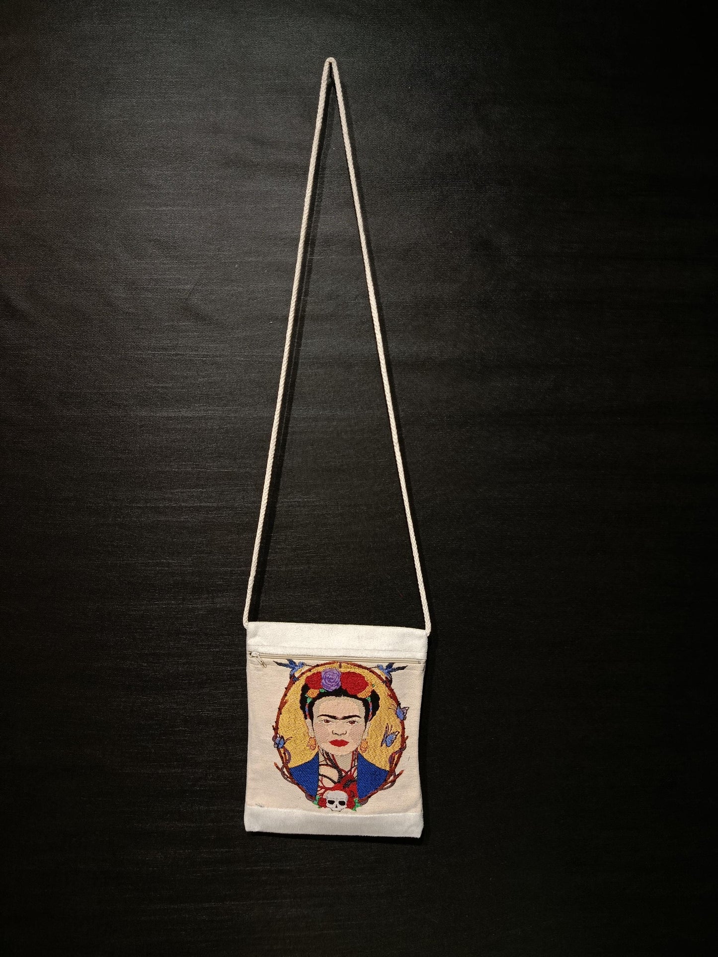 Frida Kahlo Crossbody Bag: Embroidered Portrait Canvas Purse