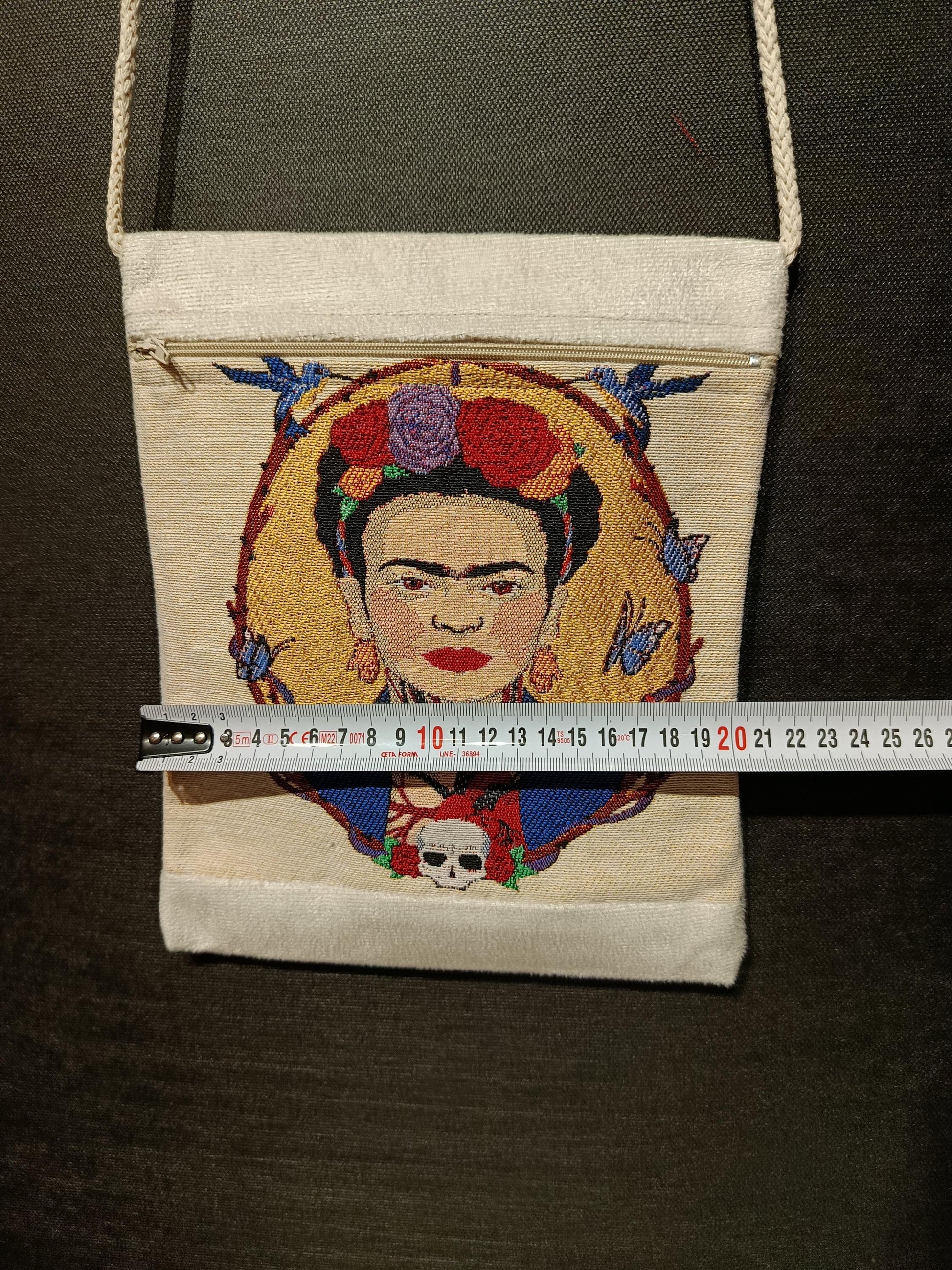 Frida Kahlo Crossbody Bag: Embroidered Portrait Canvas Purse