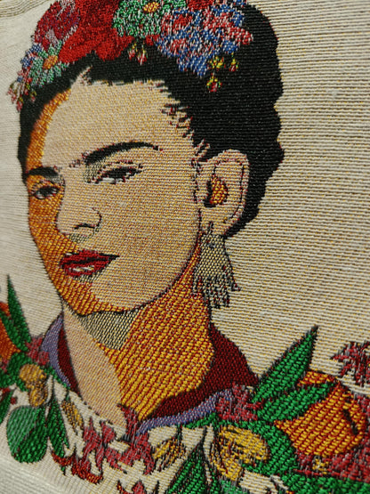 Frida Kahlo Floral Crossbody Bag – Embroidered Canvas Shoulder Bag, 8"x10" Handmade Art Purse