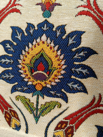 Ottoman Floral Crossbody Bag – Traditional Turkish Pattern Purse, Handmade 8"x10" Canvas Bag