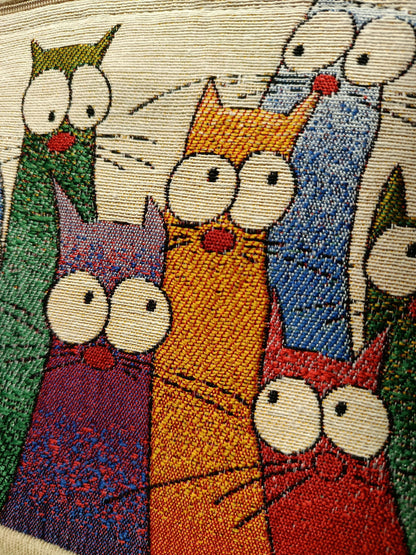Tapestry Cat Crossbody Bag – Handmade Woven Canvas Purse