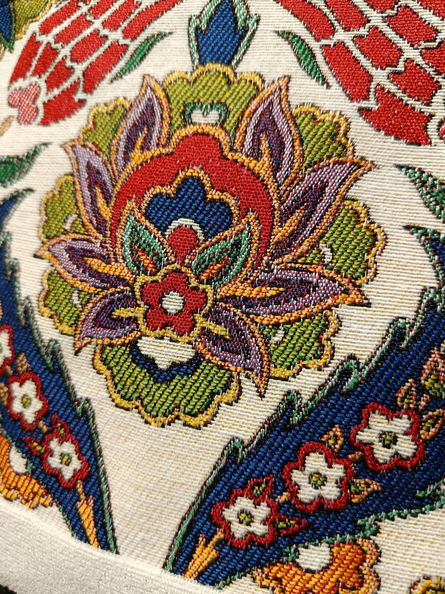 Turkish Floral Tapestry Crossbody Bag – Handmade Woven Canvas Shoulder Bag, 8"x10" Size
