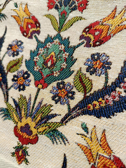 Turkish Floral Tapestry Bag – Ottoman Pattern Crossbody Purse, 8"x10" Handmade in Türkiye