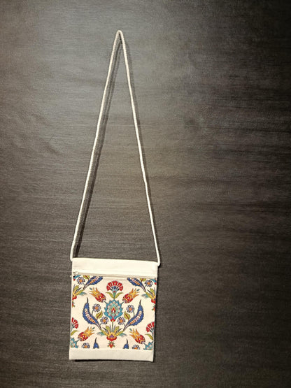 Turkish Floral Tapestry Bag – Ottoman Pattern Crossbody Purse, 8"x10" Handmade in Türkiye