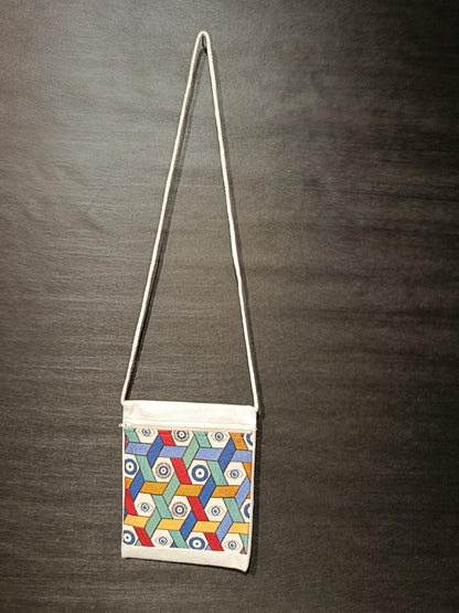 Handmade Turkish Tapestry Crossbody Bag – Geometric Evil Eye Amulet