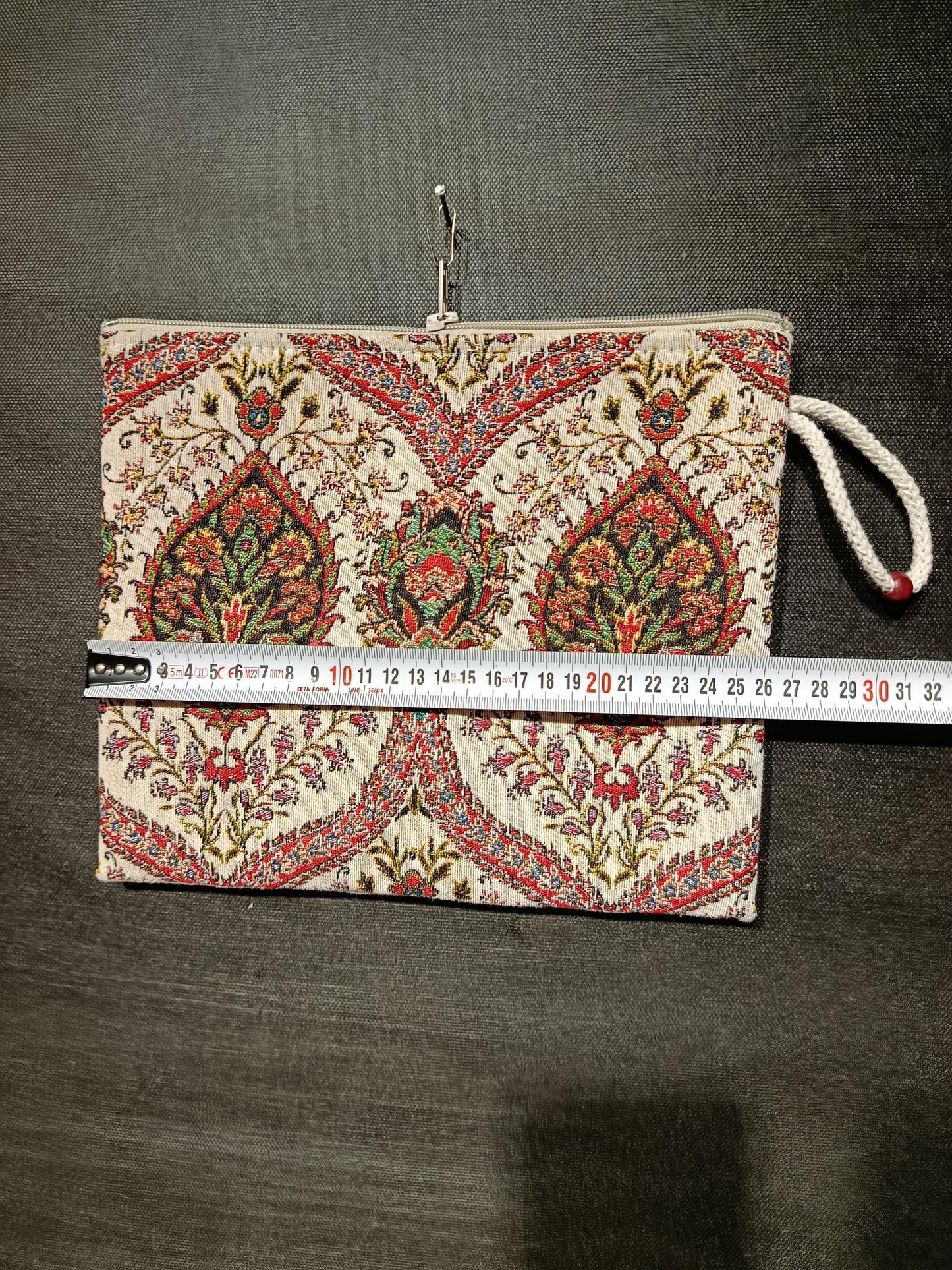 Oriental Tapestry Pouch: Turkish Woven Clutch with Wrist Strap