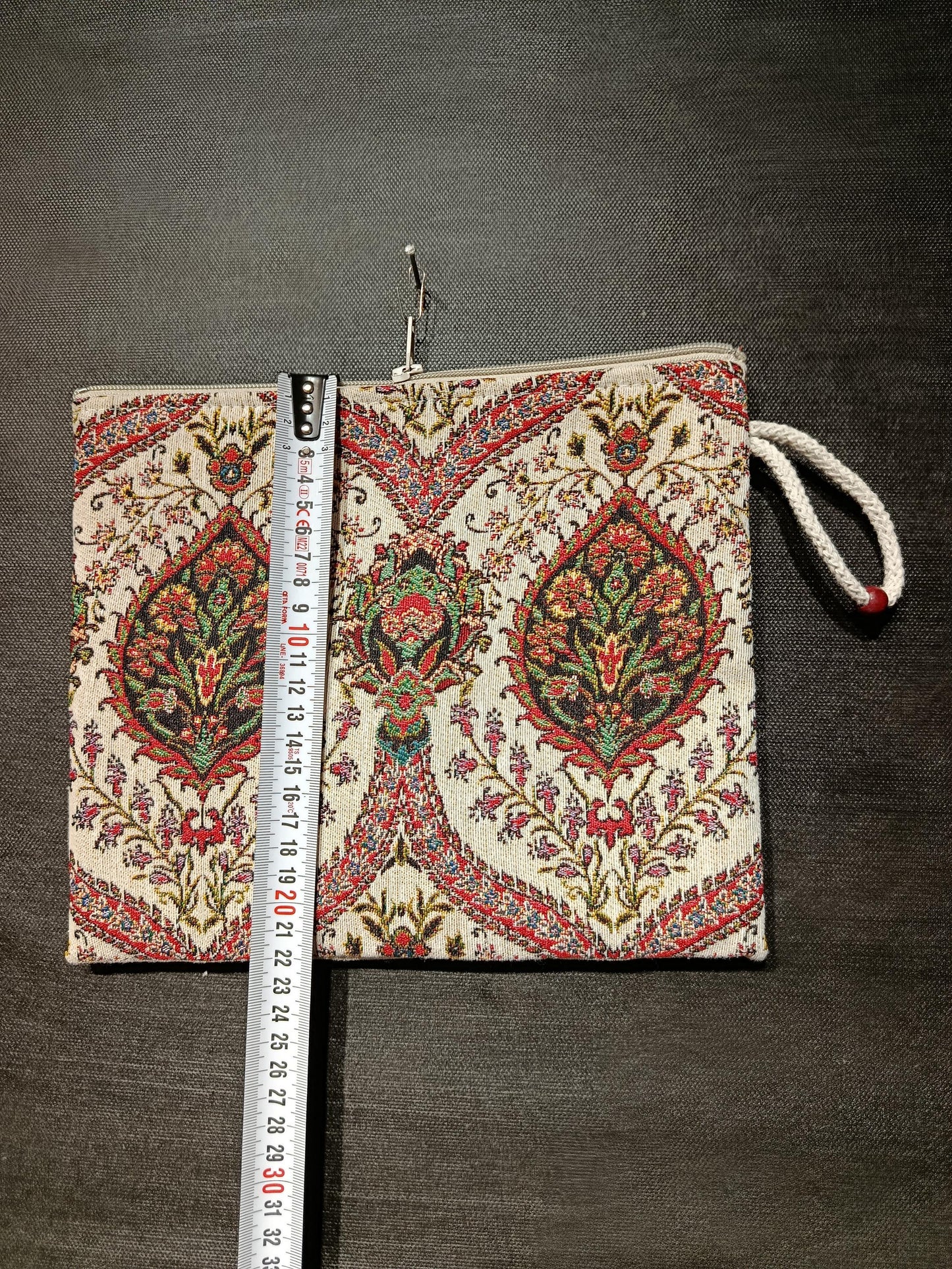 Oriental Tapestry Pouch: Turkish Woven Clutch with Wrist Strap