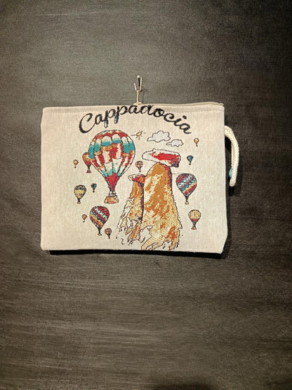 Cappadocia Tapestry Clutch: Hot Air Balloon Turkish Souvenir Bag