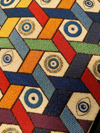 Evil Eye Tapestry Clutch: Geometric Nazar Design, Turkish Zip Pouch