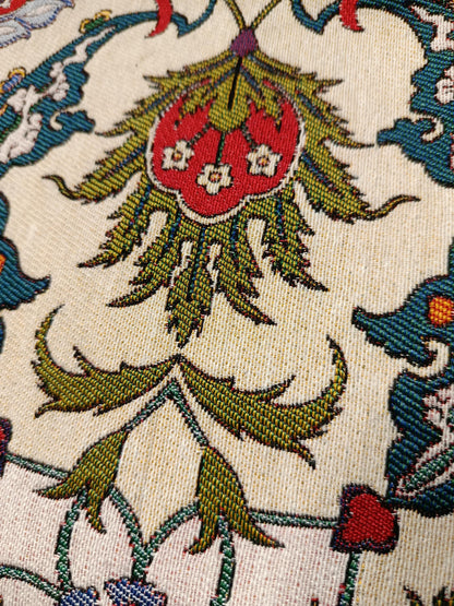 Ottoman Floral Tapestry Clutch: Turkish Tulip Vine Pouch, Handmade