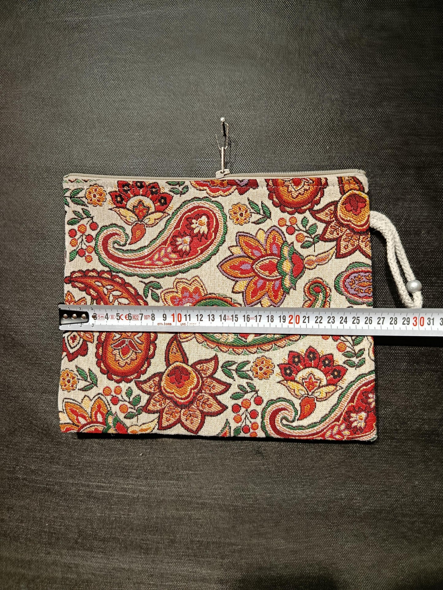 Paisley Floral Tapestry Clutch: Bohemian Zip Pouch, Handmade in Türkiye
