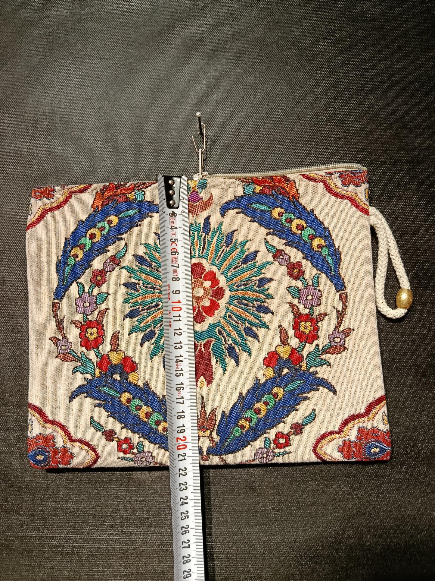 Handmade Turkish Tapestry Clutch: Ottoman Floral Medallion Gobelin Purse