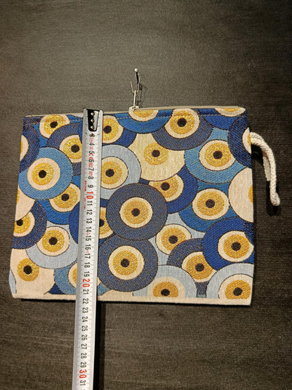 Evil Eye Tapestry Clutch: Turkish Nazar Symbol Zip Pouch