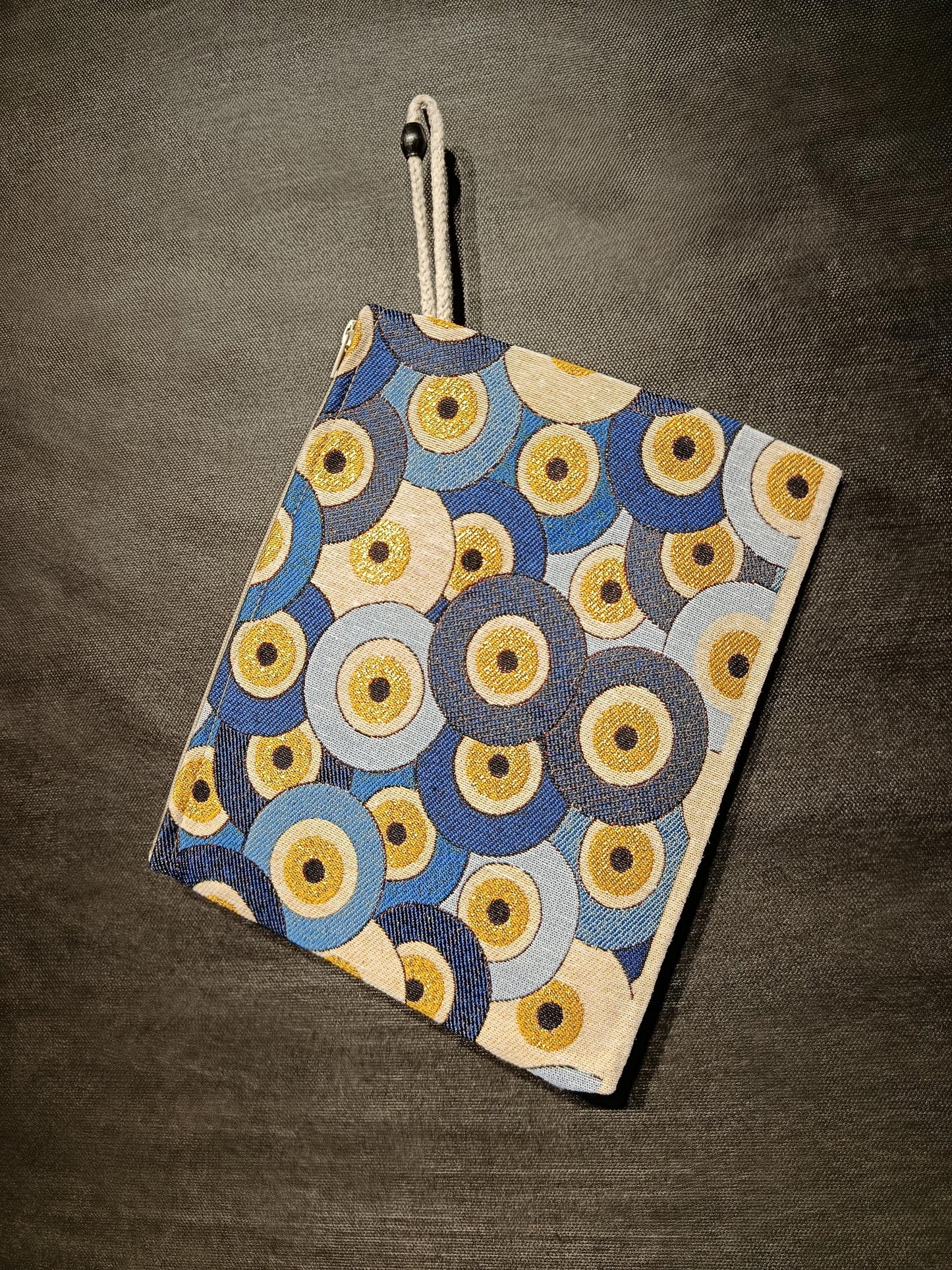 Evil Eye Tapestry Clutch: Turkish Nazar Symbol Zip Pouch