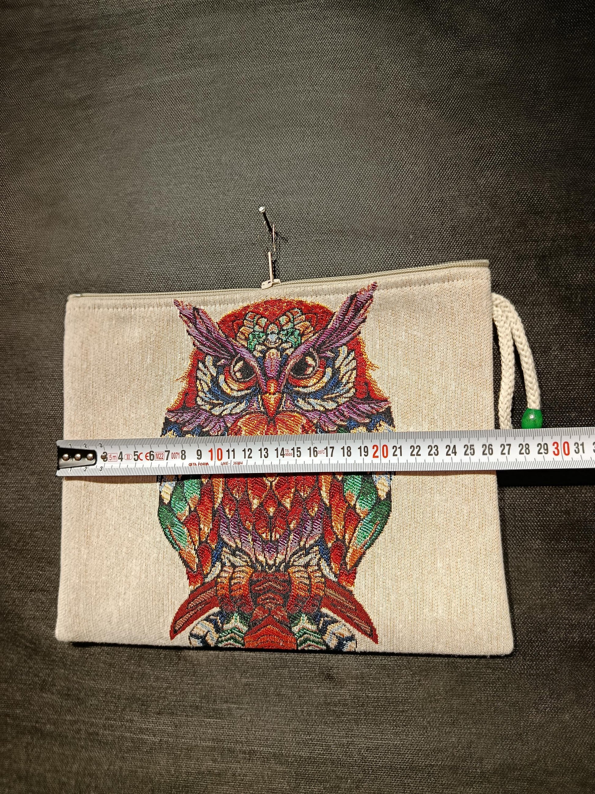 Owl Tapestry Clutch Bag: Boho Zippered Pouch with Wrist Strap