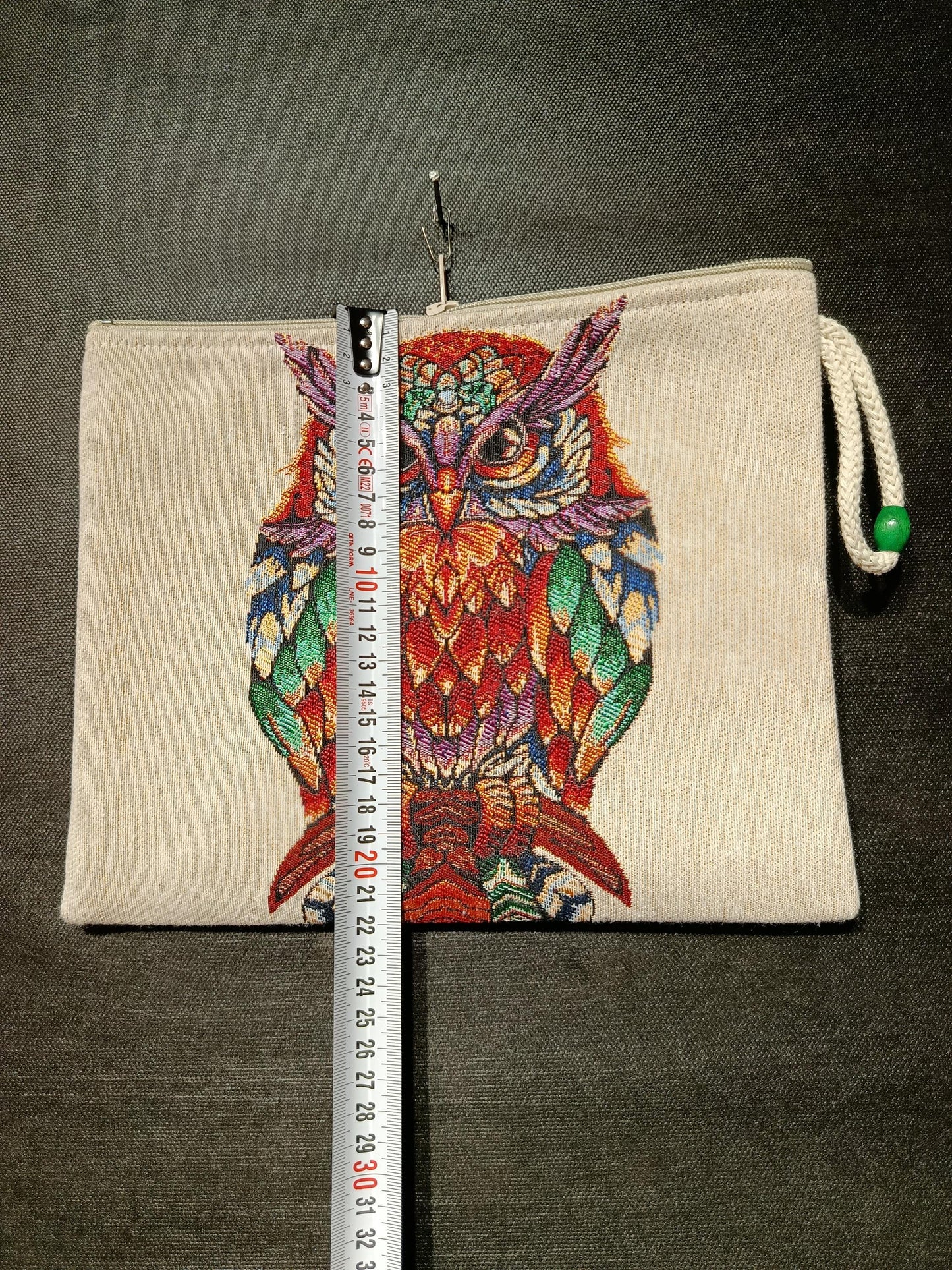 Owl Tapestry Clutch Bag: Boho Zippered Pouch with Wrist Strap