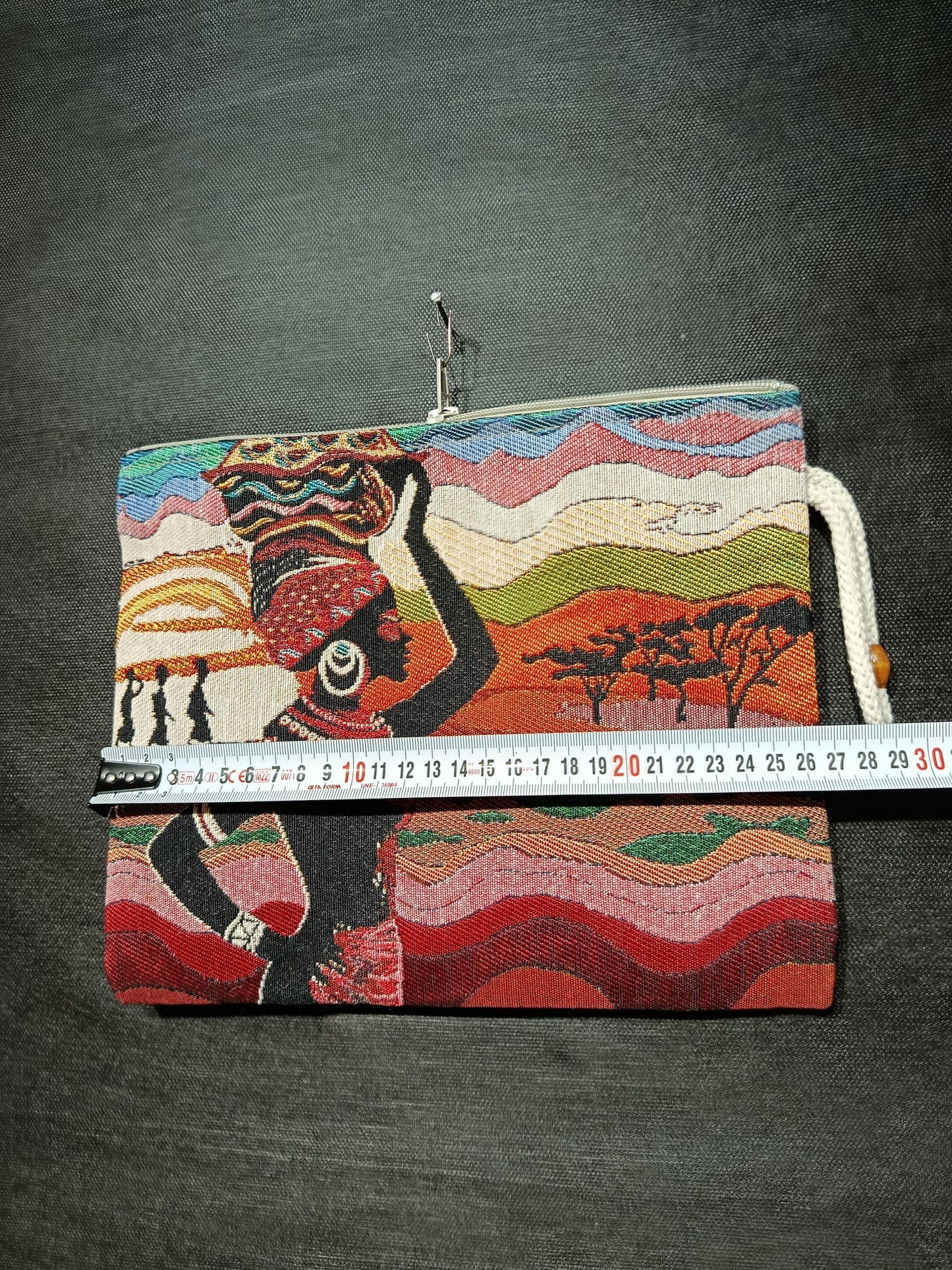 African Tribal Art Clutch Bag: Gobelin Tapestry Wristlet - Handmade