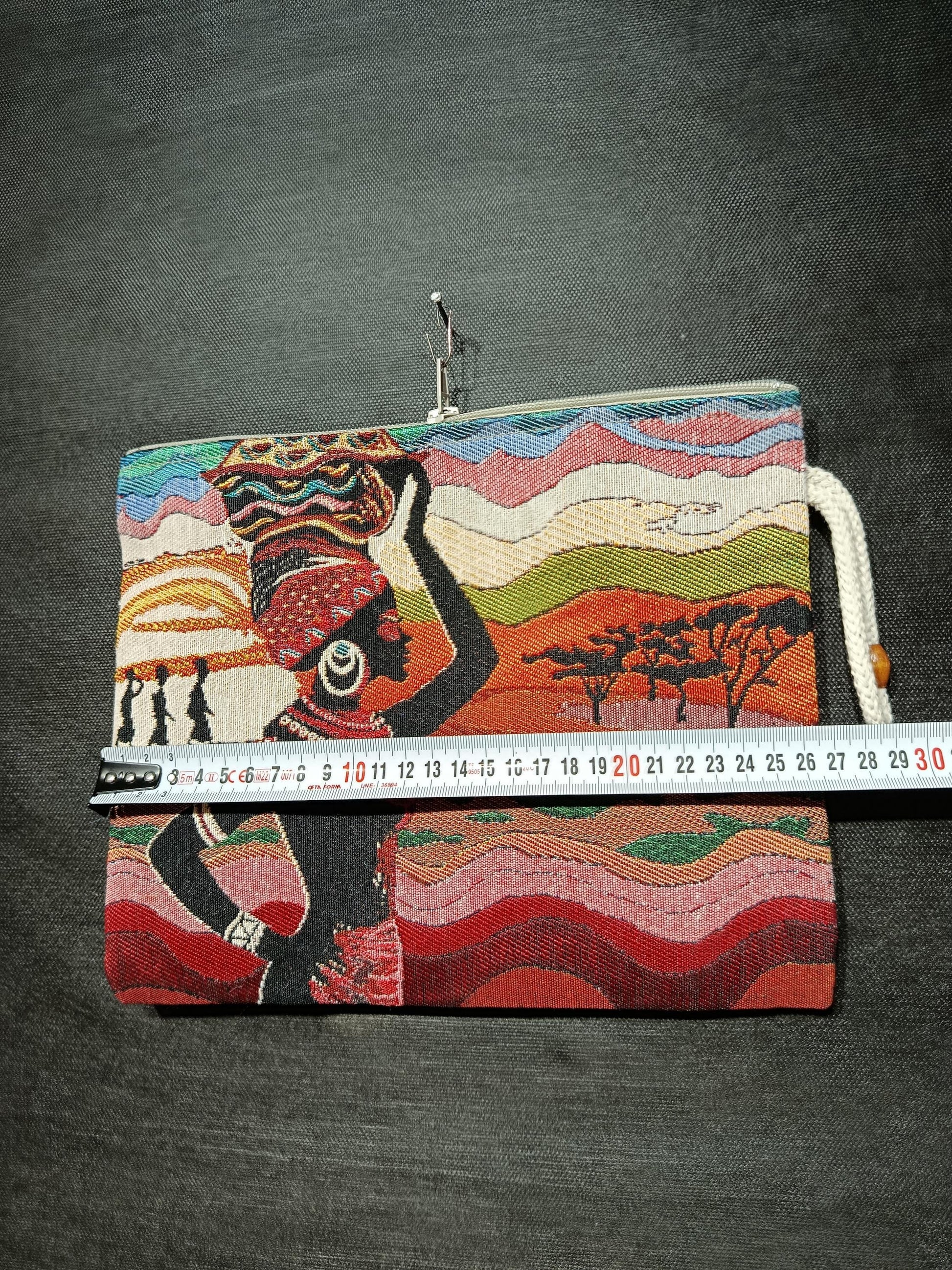 African Tribal Art Clutch Bag: Gobelin Tapestry Wristlet - Handmade