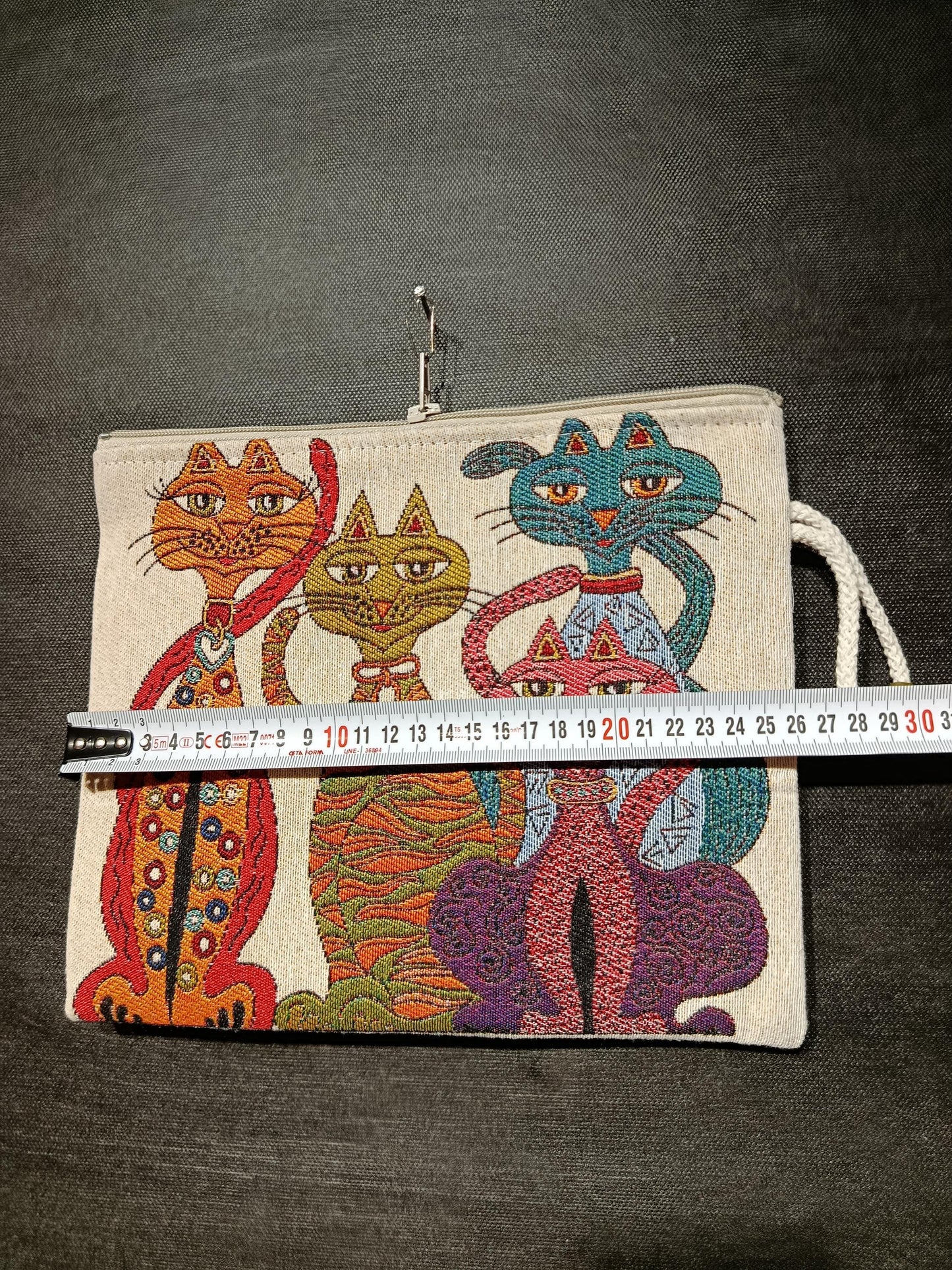 Colorful Cat Clutch Bag: Gobelin Tapestry Zippered Wristlet