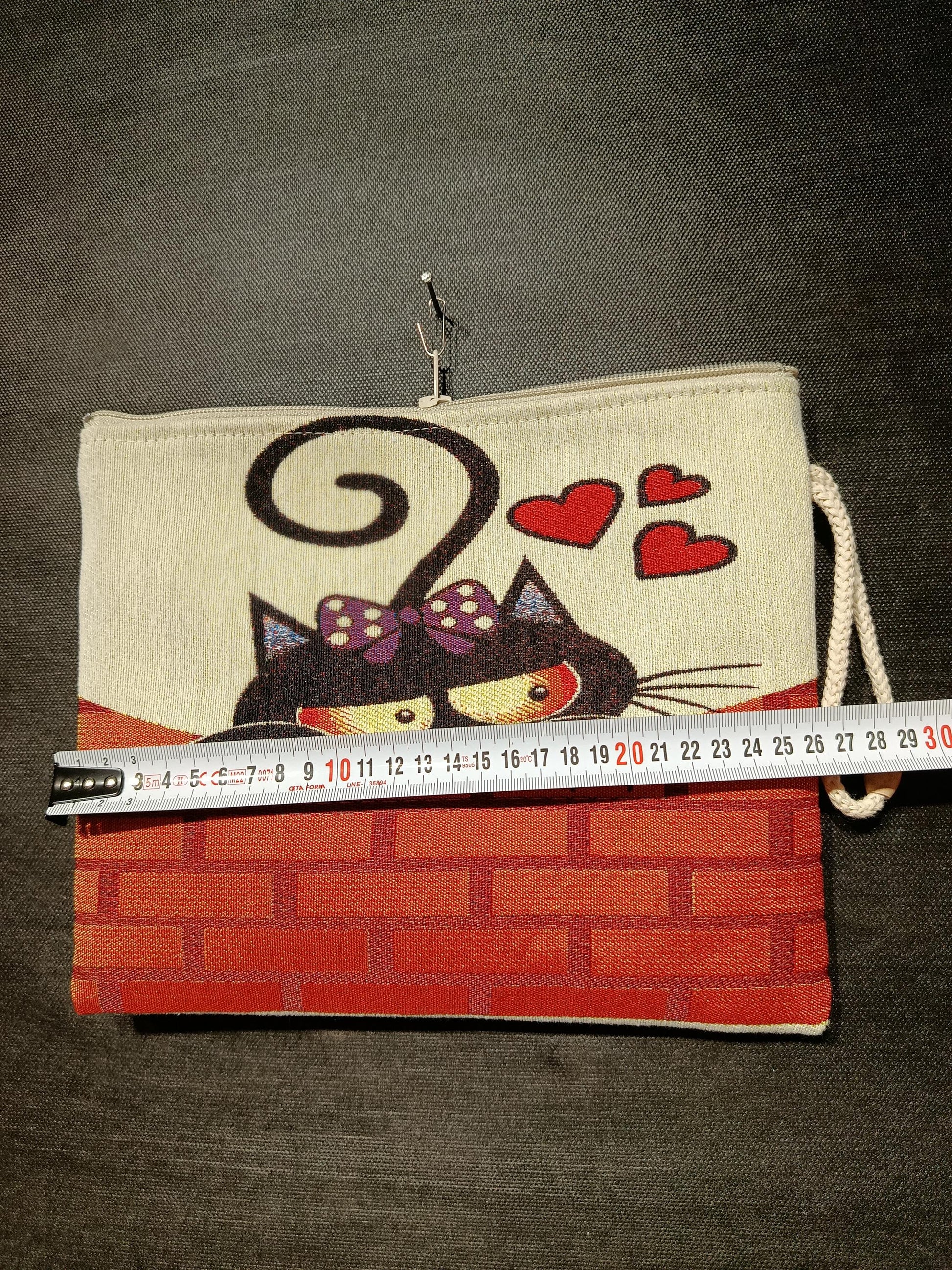 Cat Couple Tapestry Clutch Bag: Romantic Black Cats Wristlet