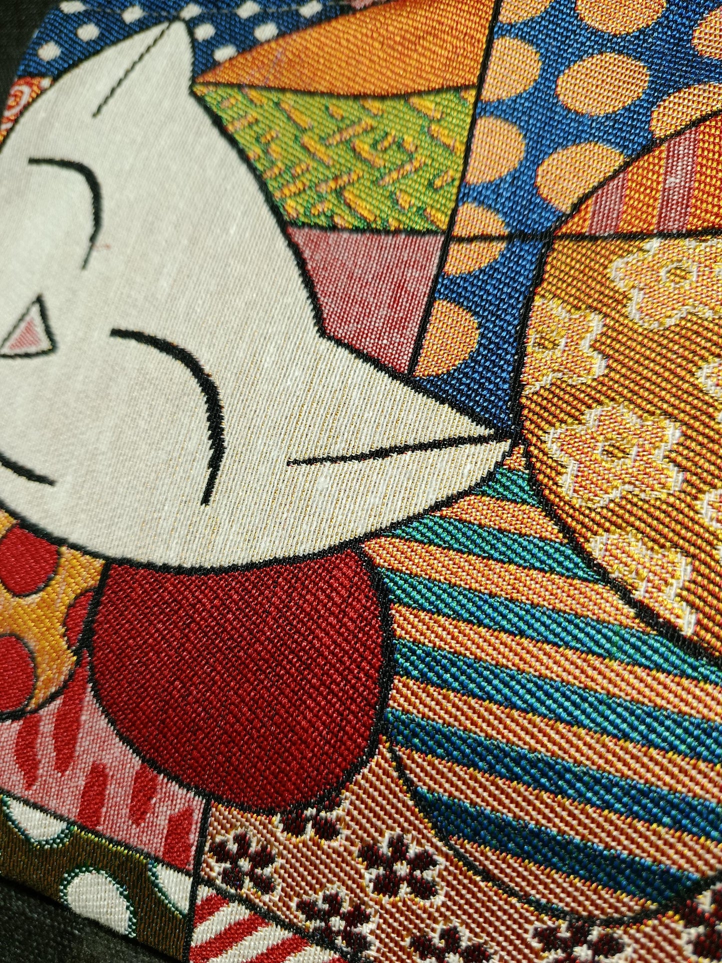 Patchwork Cat Clutch: Handmade Gobelin Zip Bag - Boho Wristlet