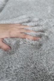 Silver Faux Rabbit Fur Rug: Soft Plush Shag Carpet