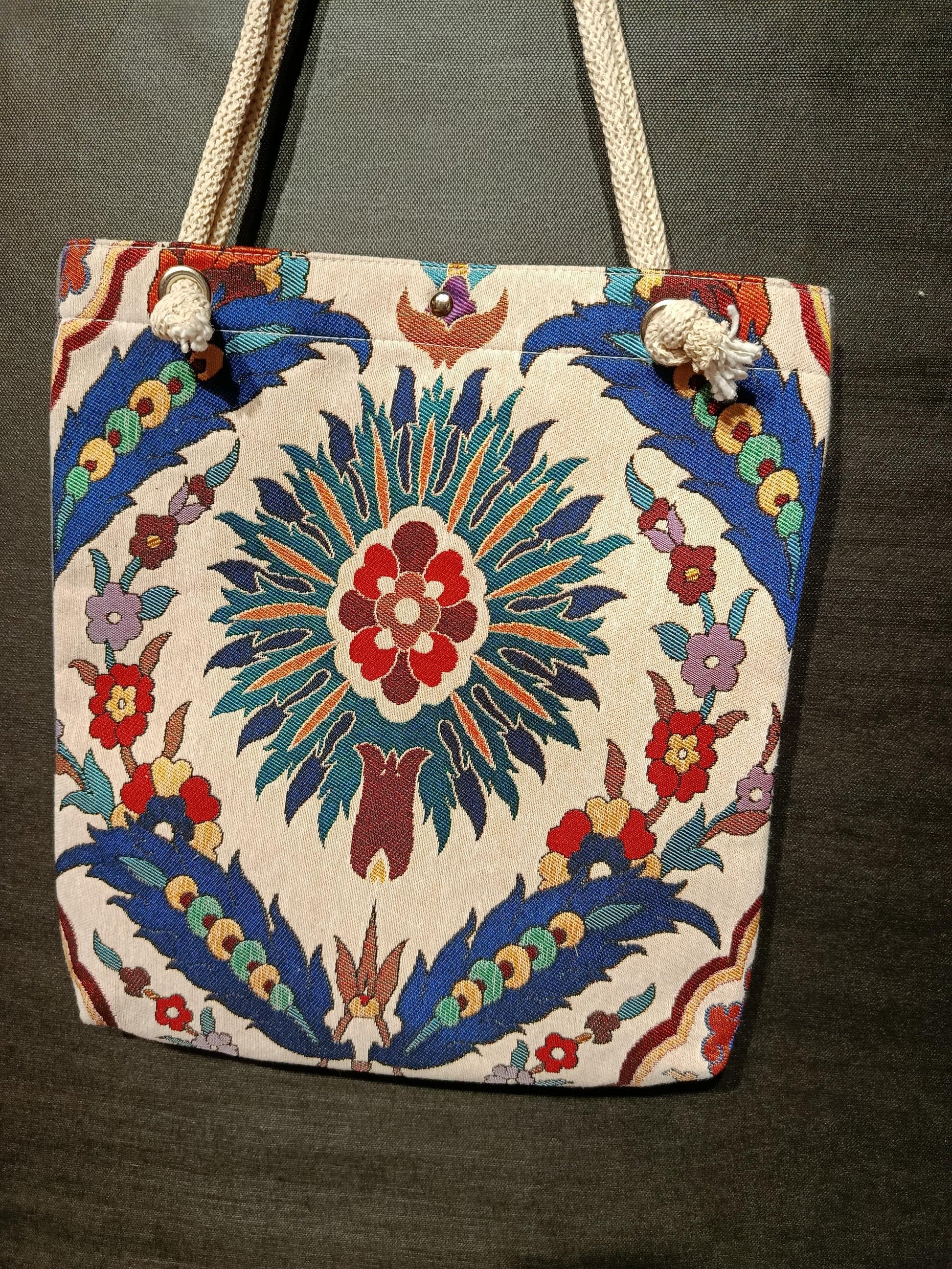 Floral Print Shoulder Bag: Handmade Cotton Blend Tote