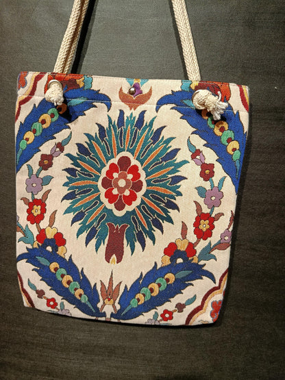 Floral Print Shoulder Bag: Handmade Cotton Blend Tote