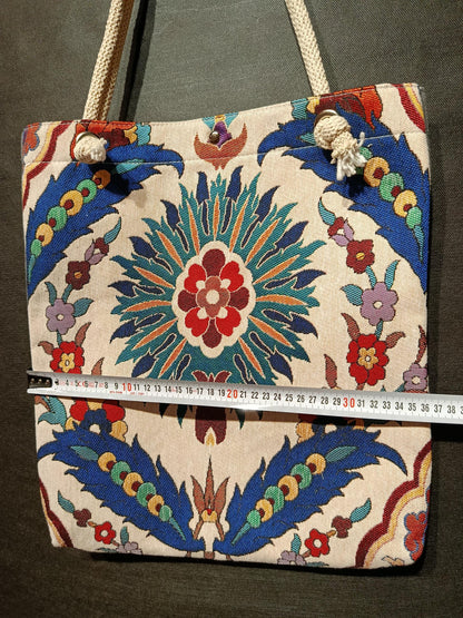 Floral Print Shoulder Bag: Handmade Cotton Blend Tote