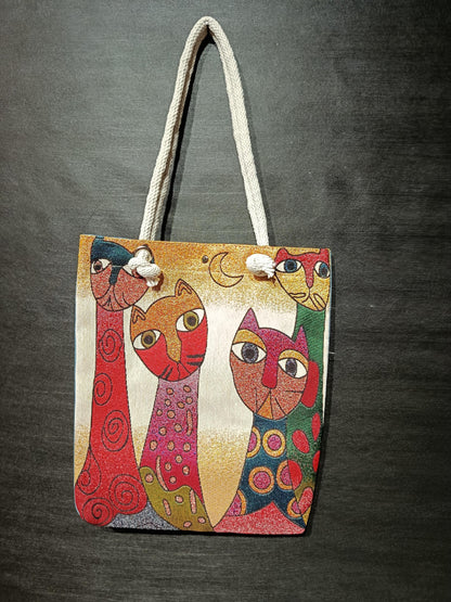 Cats of Istanbul Shoulder Bag: Handmade Organic Cotton Blend