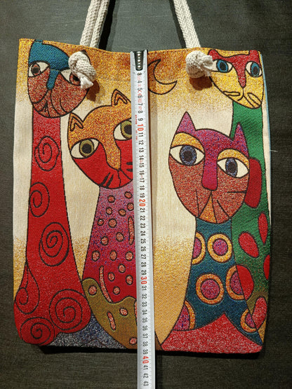 Cats of Istanbul Shoulder Bag: Handmade Organic Cotton Blend
