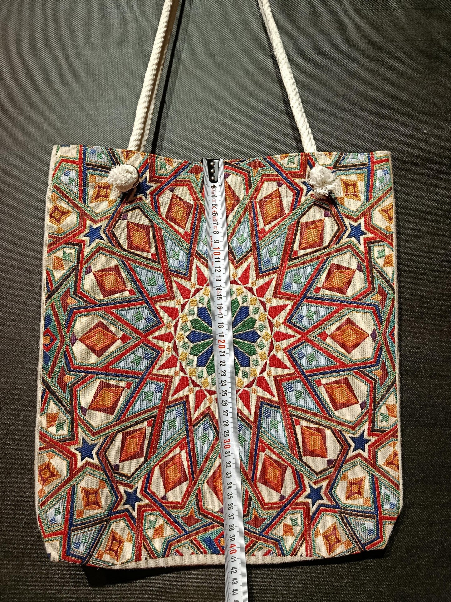 Handmade Geometric Shoulder Bag: Cotton Blend Tote (35cmx45cm)