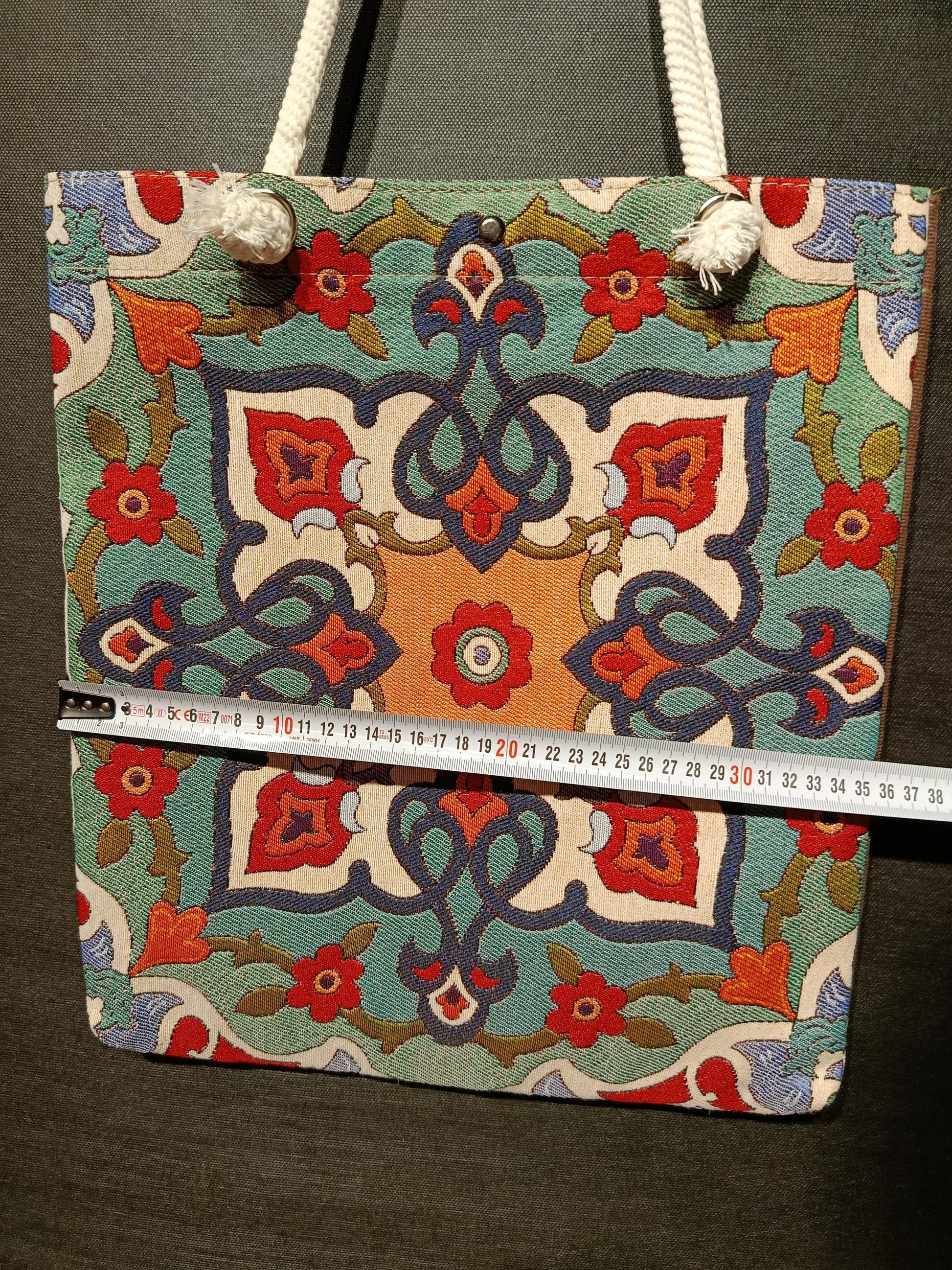 Handmade Floral Tote Bag: Organic Cotton Shoulder Bag