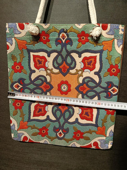 Handmade Floral Tote Bag: Organic Cotton Shoulder Bag