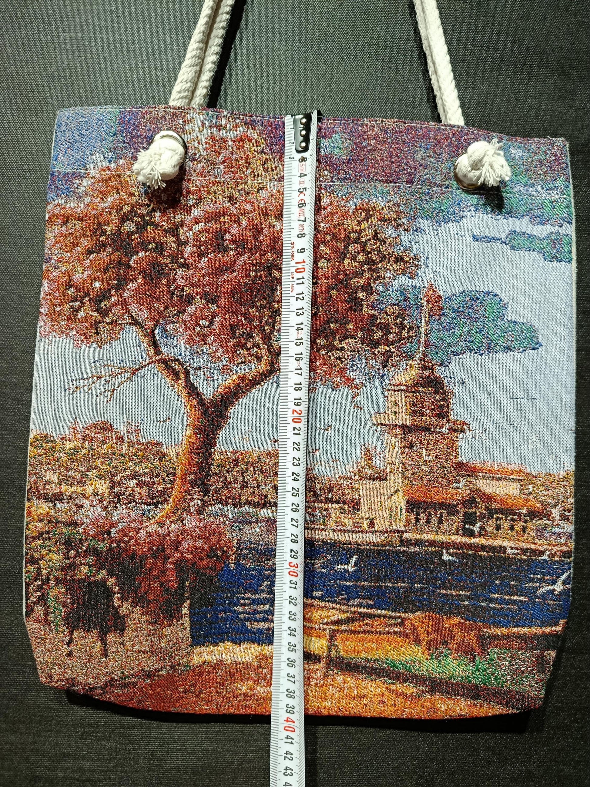 Tree Design Shoulder Bag: Handmade Cotton Blend Tote (35cmx45cm)