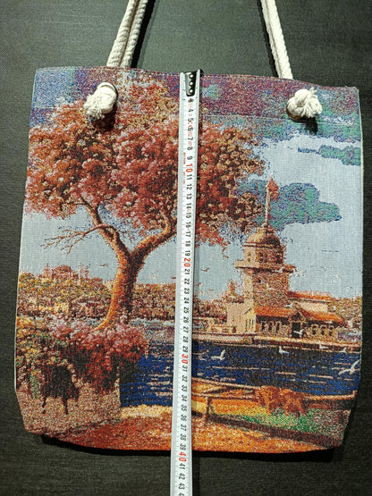 Tree Design Shoulder Bag: Handmade Cotton Blend Tote (35cmx45cm)